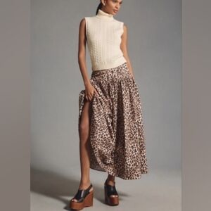 Anthropologie x Mare Mare Basque-Waist
Maxi Skirt Brown Leopard Print NWT